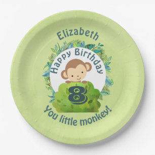 Happy Birthday You Little Monkey Personalized Paper Plate