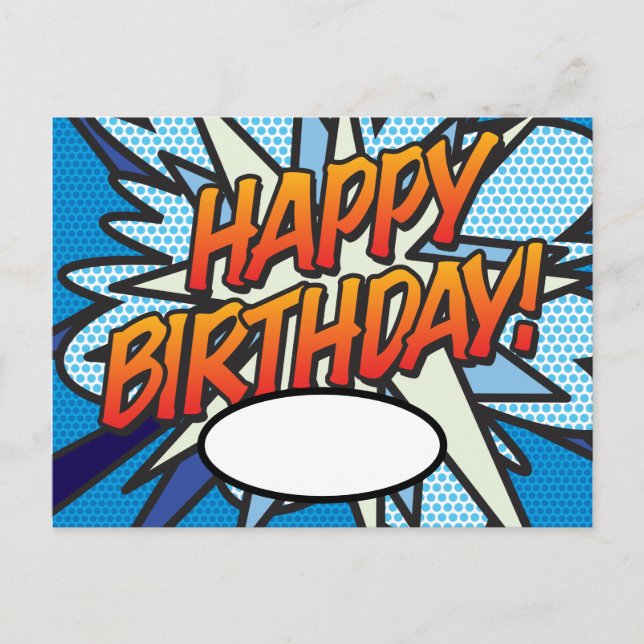 Happy Birthday Your Message Speech Bubble Fun Postcard (Front)