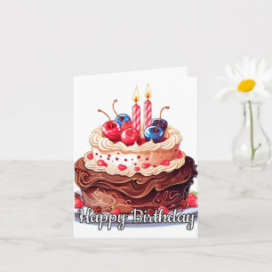 Happy Birthday Yummy Chocolate Cake Art Card