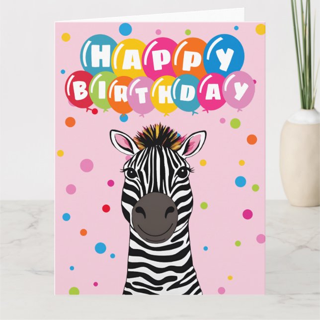 Happy Birthday Zebra Card (Front)