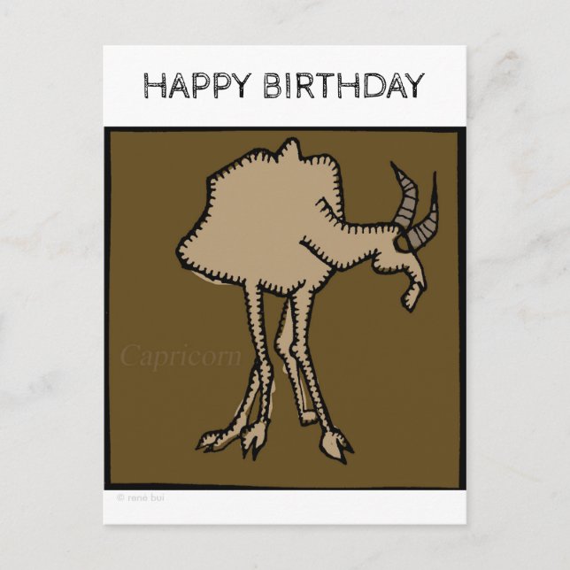 Happy Birthday Zodiac Signs Capricorn Postcard (Front)
