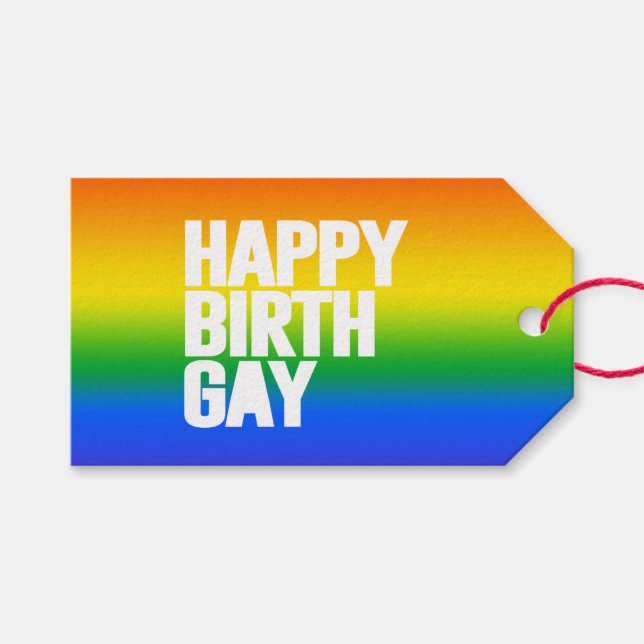 Happy Birthgay Gift Tags (Front (Horizontal))