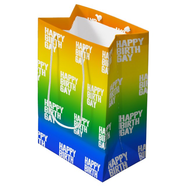 Happy Birthgay Medium Gift Bag (Front Angled)