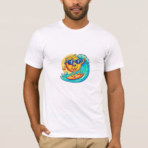 Happy Bitcoin Wearing Sunglasses Surfing a Blockch T-Shirt