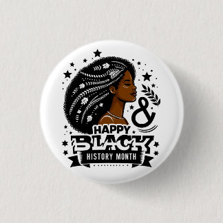 Happy Black History Month African Map Graphic 1 Inch Round Button