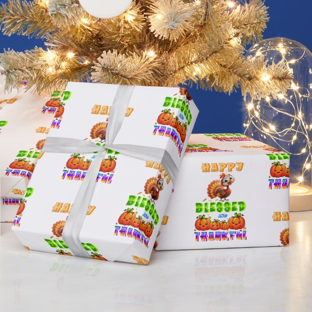 Happy Blessed And Thankful Wrapping Paper (Holidays)