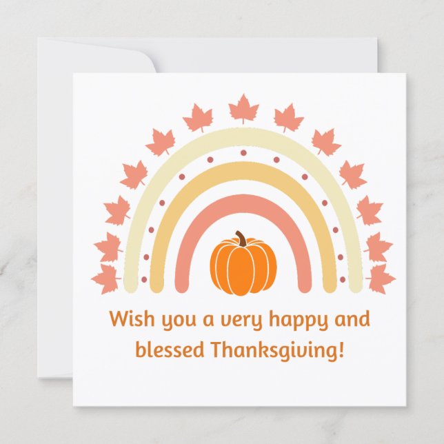 happy blessed thanksgiving pumpkin rainbow cute card (Front)