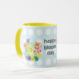 Happy Bloom Day Mug – Retro Floral & Polka Dot