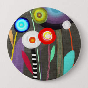 Happy Blooming Flora Brooch 4 Inch Round Button