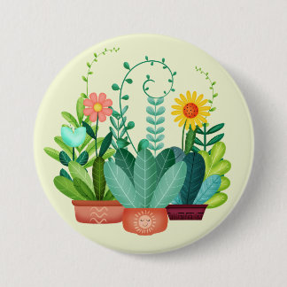 Happy Blooms 3 Inch Round Button