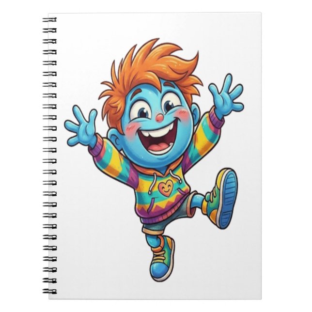 Happy Blue Boy Inspirational Notebook (Front)