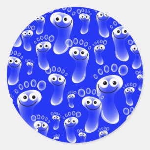 Happy Blue Feet Classic Round Sticker