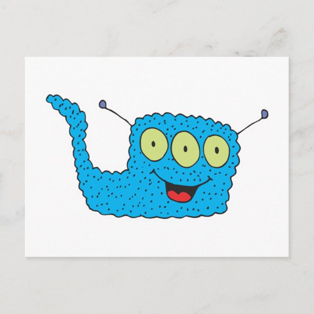 happy blue goofy monster postcard (Front)
