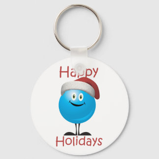 Happy blue ornament wishing a merry christmas keychain