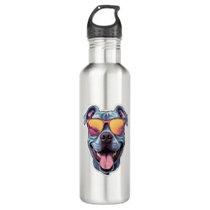 Happy Blue Pitbull Wearing Sunglasses   710 Ml Water Bottle