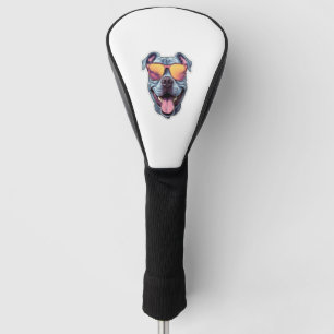 Happy Blue Pitbull Wearing Sunglasses   Golf Head Cover