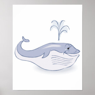 happy blue whale poster