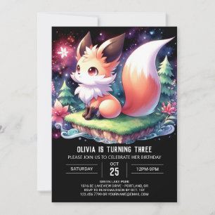 Happy Boho Fox Birthday digital  Invitation