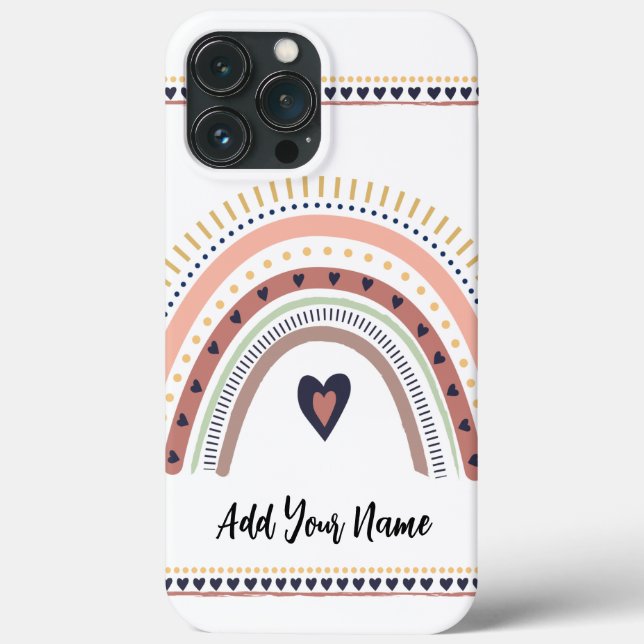 Happy Boho Rainbow Modern Minimal Trendy Chic Case-Mate iPhone Case (Back)