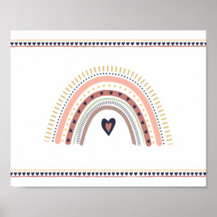 Happy Boho Rainbow Modern Minimal Wall Art Print