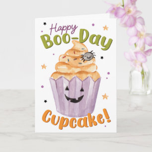 Happy Boo-Day Cupcake – Cute Halloween Birthday Card