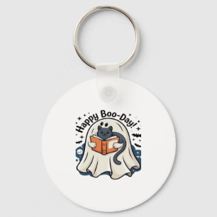 Happy Boo-Day Ghost Cat PNG - Spooky Cute Oversize Keychain