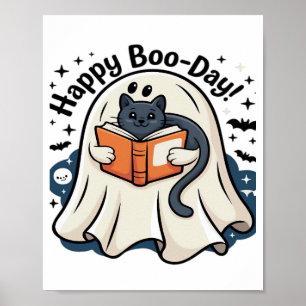 Happy Boo-Day Ghost Cat PNG - Spooky Cute Oversize Poster