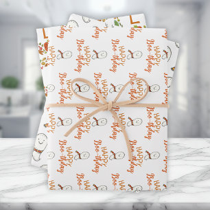 Happy Boo-thday Ghosts Wrapping Paper Sheet