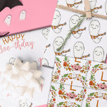 Happy Boo-thday Ghosts Wrapping Paper Sheet<br><div class="desc">The perfect gift tags for a fun Halloween themed October birthday! Featuring happy ghosts and text that reads,  Happy Boo-thday!</div>
