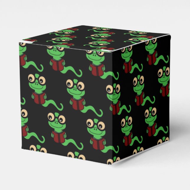 Happy Bookworm Black Favor Box (Front Side)
