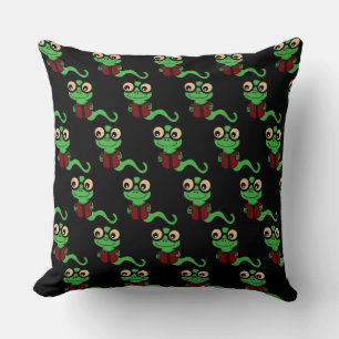 Happy Bookworm Black Throw Pillow