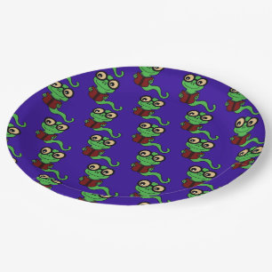 Happy Bookworm Purple Paper Plate