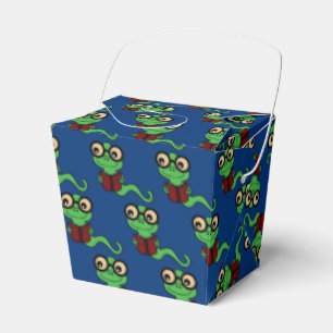 Happy Bookworm Teal Favor Box
