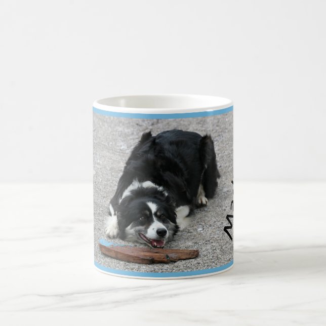 Happy Border Collie dog, with your name Coffee Mug (Center)