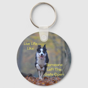 Happy Border Collie Inspirational Saying Keychain