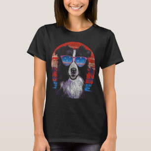 Happy Border Collie Retro Sunset 70s For Pet Owner T-Shirt