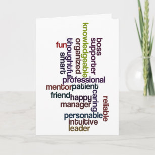 Happy Boss Boss's Day Colourful Word Art Card