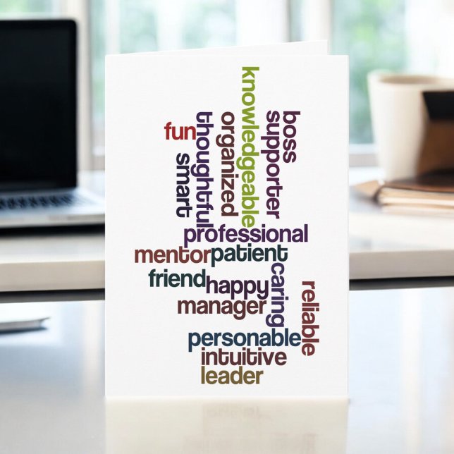 Happy Boss Boss's Day Colourful Word Art Card (Creator Uploaded)