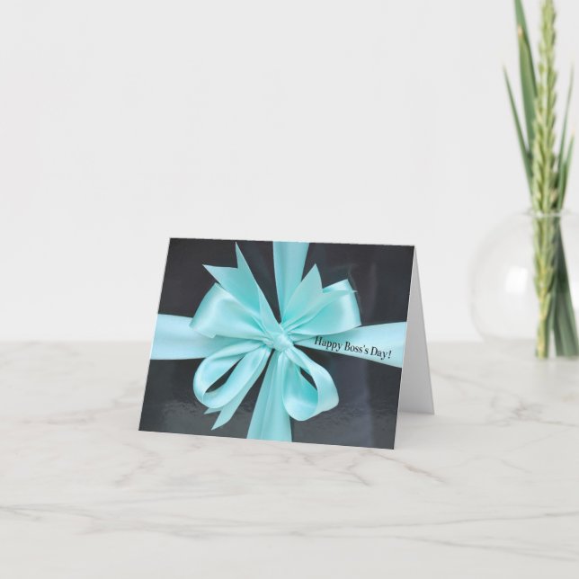 Happy Boss's Day Blue ribbon gift Card (Front)