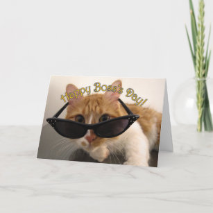 Happy Boss's Day - Cool Cat with Sunglasses Card
