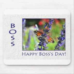 Happy Boss's Day Floral Butterfly Mouse Pad