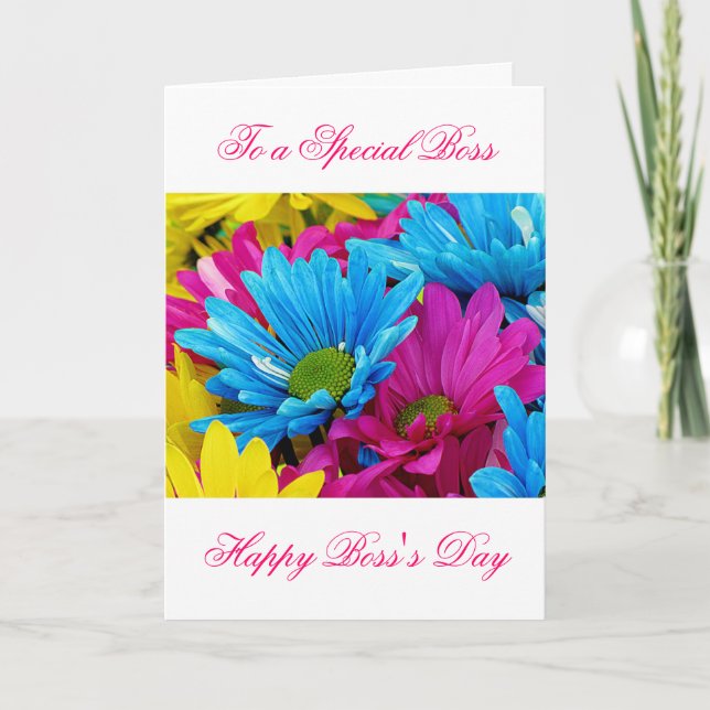 Happy Boss's Day for female boss with flowers Card (Front)