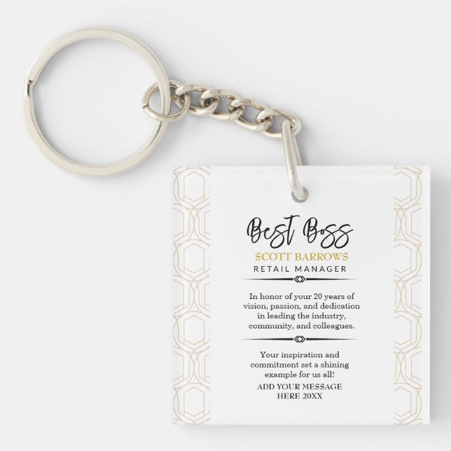 Happy Boss's Day Plaque Keychain (Front)
