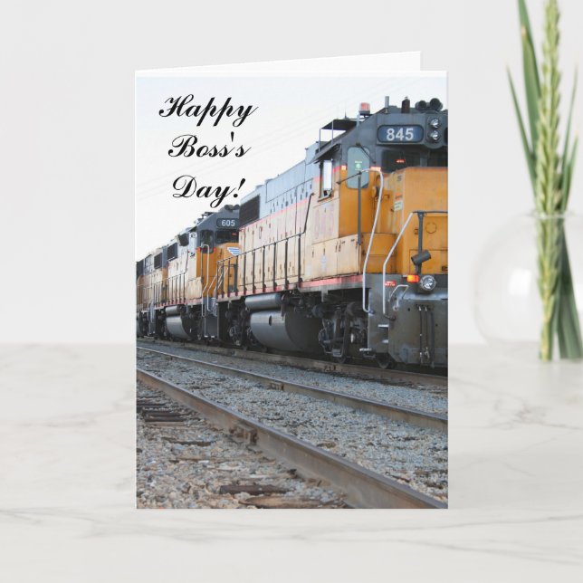Happy Boss's Day Train Greeting Card (Front)