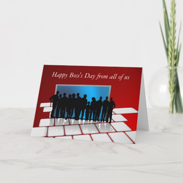 Happy Boss's Day with keyboard and custom text Holiday Card (Front)