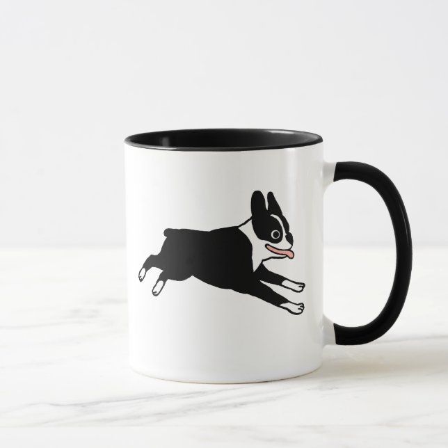 Happy Boston Terrier Running | Cute Cartoon Dog Mug (Right)