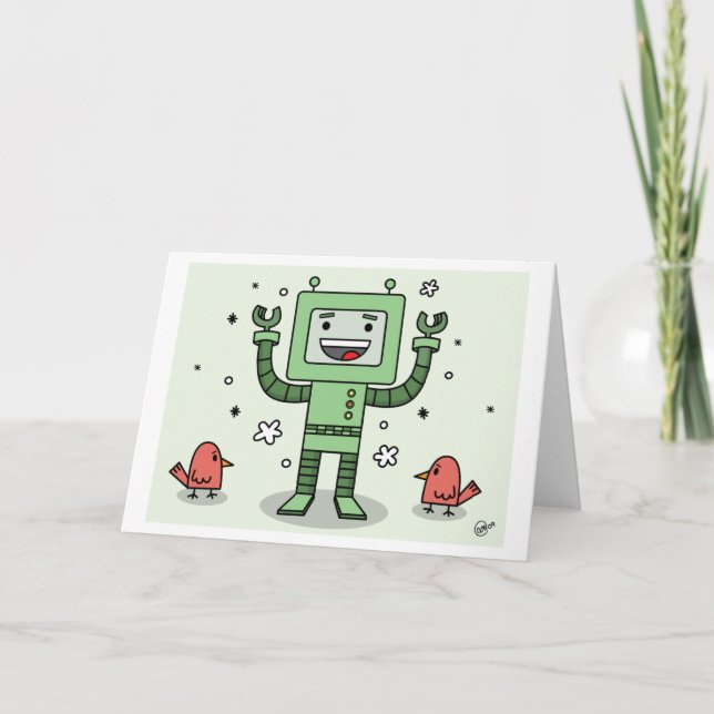 Happy Bot and Friends - Greeting Card (Front)
