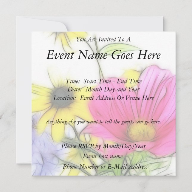 Happy Bouquet of Flowers Invitation (Front)