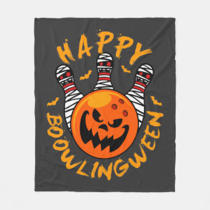 Happy Bowlingween Halloween Bowling Fleece Blanket