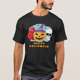 Happy Boxing Halloween - Spooky Skull and Pumpkin T-Shirt